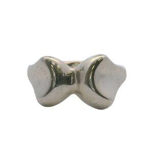 Vintage Tiffany & Co Elsa Peretti Rare 925 Sterling Silver Curved Bow Tie Ring
